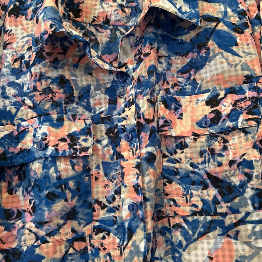 NY Collection Women's Plus SZ 2X Silky Long Sleeve Up Button & Button-Up Blouse - Picture 2 of 9